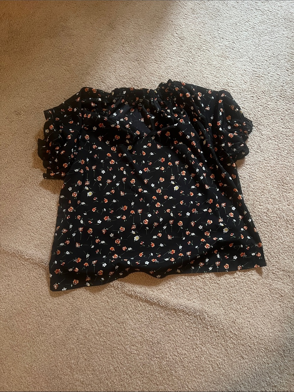 SHEIN Black Floral Off-Shoulder Blouse